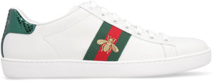 Web and embroidered bee leather sneakers-1